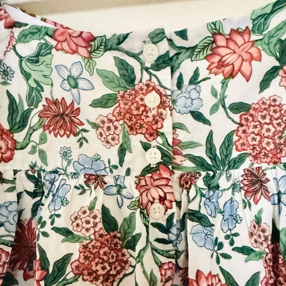Janie and Jack floral puff sleeve top girls size 12